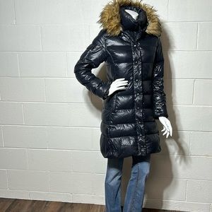 S13 New York Gloss Chalet Belted Puffer Coat Sz M MSRP $360 NV